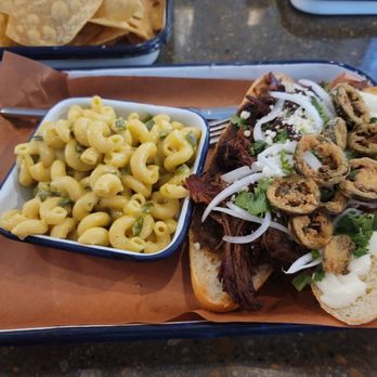 Irene’s BBQ - Barbacoa Torta with Mac and Cheese. - Barbeque Near Me - Columbia, Missouri Irene’s BBQ - Barbacoa Torta with Mac and Cheese. - Barbeque Near Me - Columbia, Missouri