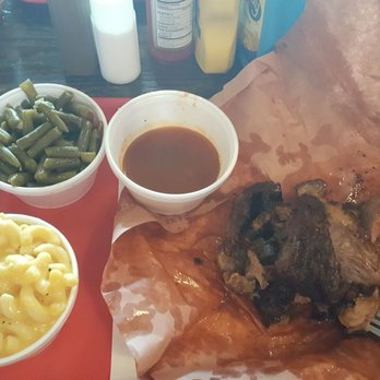 Cooper's Old Time Pit Bar-B-Que - Brisket, Mac ( reg & jalapeno mixed), Green Beans, Cobbler. - Barbeque Near Me - Austin, Texas Cooper's Old Time Pit Bar-B-Que - Brisket, Mac ( reg & jalapeno mixed), Green Beans, Cobbler. - Barbeque Near Me - Austin, Texas