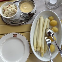 German Asparagus with hollandaise, sauerkraut, and potatoes - I love this meal! (06/02/23)