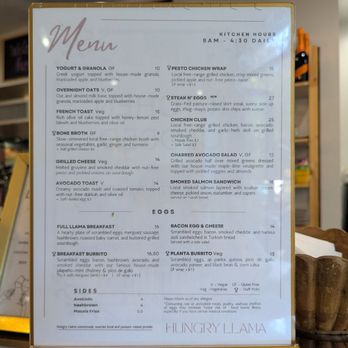 Hungry Llama - Menu May 2026 - Coffee & Tea Near Me - New York, New York