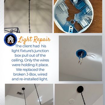 Tier 1 Handyman - Light we helped get secured to ceiling with new junction box. - Handyman Near Me