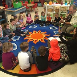 Fair Oaks Preschool - Music time on the Sun Rug