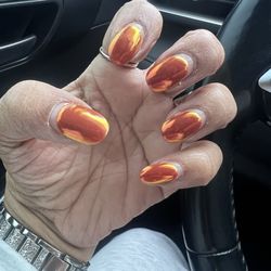 Posh Nails & Spa - My nails with dipped powder and chrome. 5 weeks and no chips, just growing nails.