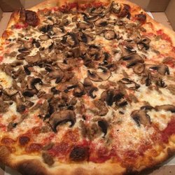 Pizza Express - Sausage & mushroom pizza, at Pizza Express in Torrington, CT.