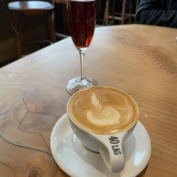 40 LBS Coffee + Bar - Latte & sparkling rose - Coffee & Tea Near Me - Portland, Oregon
