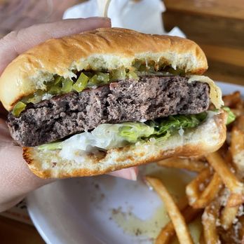 Public House La Jolla - Elk burger, asked for medium but it's a bit over-cooked. Still good though! - New American Near Me - San Diego, California Public House La Jolla - Elk burger, asked for medium but it's a bit over-cooked. Still good though! - New American Near Me - San Diego, California