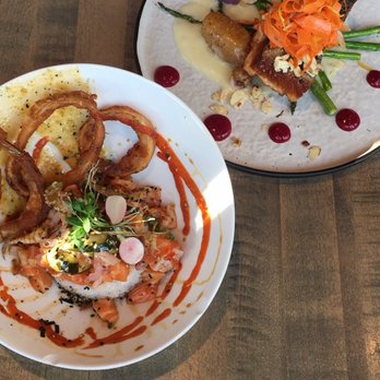 Gather in Jackson Hole - Salmon & Lobster Poke and Pan Seared Salmon - New American Near Me - Jackson, Wyoming Gather in Jackson Hole - Salmon & Lobster Poke and Pan Seared Salmon - New American Near Me - Jackson, Wyoming