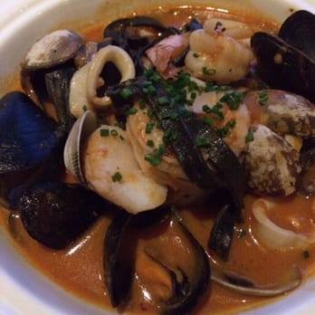 Moonraker Restaurant - Squid ink fettuccine in seafood stew - New American Near Me - Pacifica, California Moonraker Restaurant - Squid ink fettuccine in seafood stew - New American Near Me - Pacifica, California