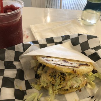 Antigua Cafe & Social Club - Arepa con Churrasco and Jugo de Mora (which was in a slushie form) Both delicious! - Cafes Near Me - Riverhead, New York