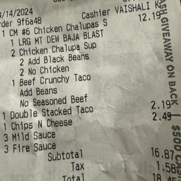 Ask for beef and they gave me black beans...and also forgot the sauces. Ask for beef and they gave me black beans...and also forgot the sauces.