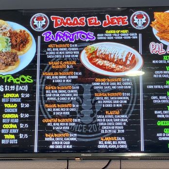 Tacos El Jefe - 1/24 - menu board - Tacos Near Me - stanton, California Tacos El Jefe - 1/24 - menu board - Tacos Near Me - stanton, California