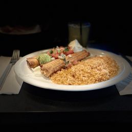 One chicken, one beef flauta w rice