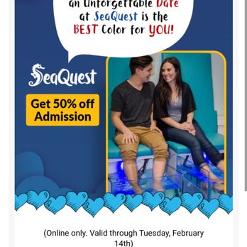SeaQuest - Woodbridge - Valentine's Day 50% promo code - Aquariums Near Me - Woodbridge, New Jersey