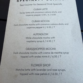 Kelly’s Kitchen - August 16, 2026 - Specialty drink menu. - Coffee & Tea Near Me - Dolores, Colorado