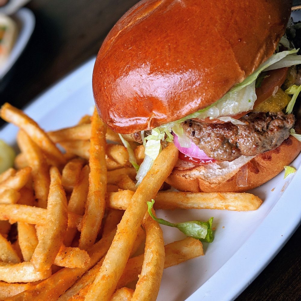 Sidewalk Cafe - Cheddar burger with fries - Salad Near Me - Arroyo Grande, California Sidewalk Cafe - Cheddar burger with fries - Salad Near Me - Arroyo Grande, California