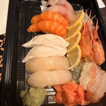 Jacky's Waterplace - Top to bottom: Baby Yellowtail Sushi, Salmon Sushi, White Tuna Sushi, Sea Scallop Sushi, Sweet Shrimp Sushi - Sushi Bars Near Me - Providence, Rhode Island Jacky's Waterplace - Top to bottom: Baby Yellowtail Sushi, Salmon Sushi, White Tuna Sushi, Sea Scallop Sushi, Sweet Shrimp Sushi - Sushi Bars Near Me - Providence, Rhode Island
