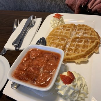 Bagel World - Seriously, have the strawberry compote with your waffle! Great hidden gem in Newmarket! Love this place. - Breakfast & Brunch Near Me - Newmarket, Ontario