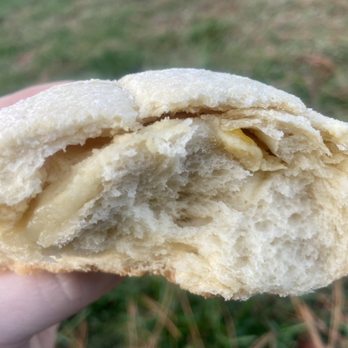 Angie's Bakery - Inside view of the custard in the Melon Pan with Yema ($4/each as of Nov '22) - Bakeries Near Me - Virginia Beach, Virginia