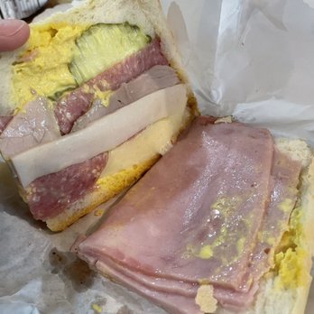 Julio's Sandwich Shop - Inside, mostly ham and a little slice of pork and salami - Cuban Near Me - Lakeland, Florida