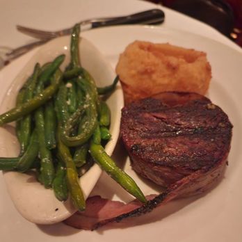 The Derby - My mom's bacon wrapped filet mignon with a ginormous onion ring and green beans! - Steakhouses Near Me - Arcadia, California The Derby - My mom's bacon wrapped filet mignon with a ginormous onion ring and green beans! - Steakhouses Near Me - Arcadia, California