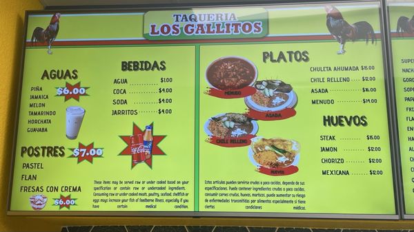 Menu photo 1 Taqueria Los Gallitos Denver, CO Menu photo 1 Taqueria Los Gallitos Denver, CO