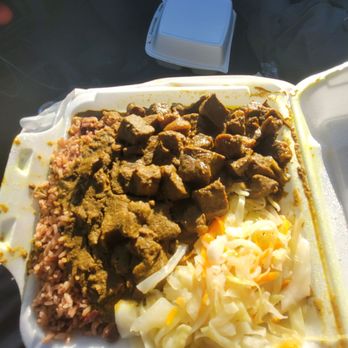 Flames - Large curry goat, quite a bit of food - Caribbean Near Me - Providence, Rhode Island