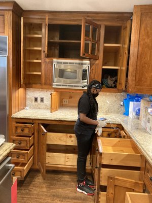 Renovation Deep Clean - This model was Owners who purchased a new home. At the owners request we only were asked to clean the kitchen cabinets and the master bathroom for now. We did another stellar job according to the owners who were very satisfied with our service. We have been rebooked to come and clean the entire home of over 3,000 square foot after the Christmas Holiday. Renovation Deep Clean - This model was Owners who purchased a new home. At the owners request we only were asked to clean the kitchen cabinets and the master bathroom for now. We did another stellar job according to the owners who were very satisfied with our service. We have been rebooked to come and clean the entire home of over 3,000 square foot after the Christmas Holiday.