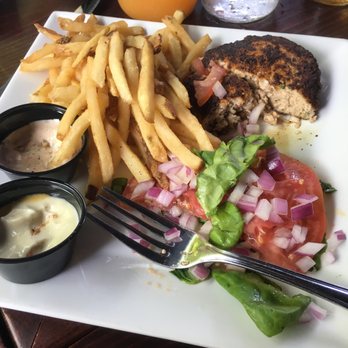 Rumba - Tuna burger... couldn't help but dig in before taking a picture! - Caribbean Near Me - Hampton Bays, New York