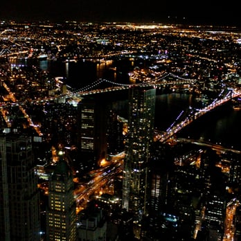 One World Observatory - Brooklyn, Manhattan and Williamsburg bridges all lit up! - Observatories Near Me - New York, New York