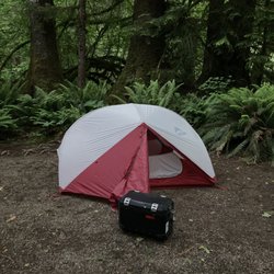 Forks Sol Duc Campground - My simple set-up. I am a motorcycle camper.
