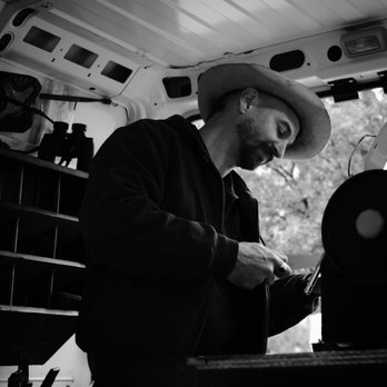 The Sharpist Mobile Surgical Sharpening - Devin at work in his mobile workshop. - Local Services Near Me The Sharpist Mobile Surgical Sharpening - Devin at work in his mobile workshop. - Local Services Near Me