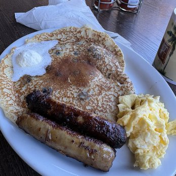 RJ's Cafe - pancake sausage and side of egg - Breakfast & Brunch Near Me - Dana Point, California RJ's Cafe - pancake sausage and side of egg - Breakfast & Brunch Near Me - Dana Point, California