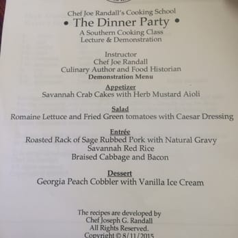 Chef Joe Randall's Cooking School - Cooking Schools Near Me - Savannah, Georgia