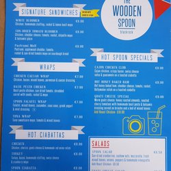 The Wooden Spoon Cafe - Lunch menu.