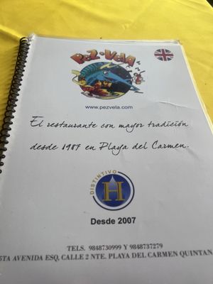 Menu photo 2 Pez Vela Playa del Carmen, ROO Menu photo 2 Pez Vela Playa del Carmen, ROO