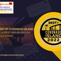 Coronado Vehicle Registration Services - Thank you to our community for the continuous support. Proud to receive Best of Coronado's Gold Award Thank you for trusting us