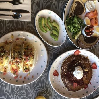 Hatch - Salmon plate, with a order of egg tacos, and side order of Avocado and strawberry pancake!!! Was awesome - Breakfast & Brunch Near Me - Huntington, New York Hatch - Salmon plate, with a order of egg tacos, and side order of Avocado and strawberry pancake!!! Was awesome - Breakfast & Brunch Near Me - Huntington, New York