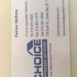 Choice Appraiser Network - Patrick's card