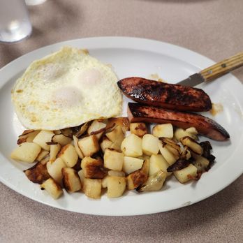 Mary's Family Restaurant - Kielbasa Sausage & Eggs with breakfast potatoes. - American Near Me - Oceanside, California Mary's Family Restaurant - Kielbasa Sausage & Eggs with breakfast potatoes. - American Near Me - Oceanside, California