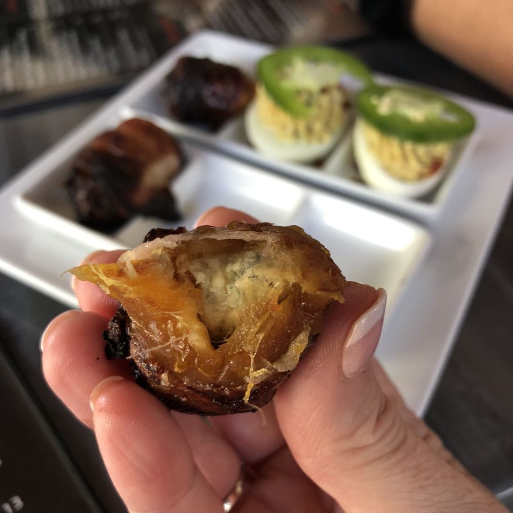 The Tipsy Boar - Inside of the bacon wrapped/blue cheese stuffed date. - New American Near Me - Hollywood, Florida The Tipsy Boar - Inside of the bacon wrapped/blue cheese stuffed date. - New American Near Me - Hollywood, Florida