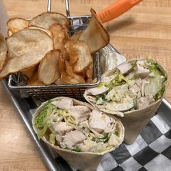 Main Street Pizza & Deli - Caesar chicken wrap with house chips