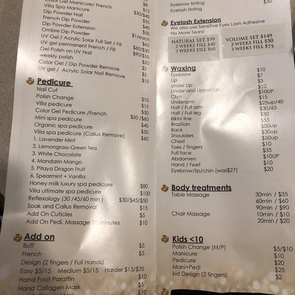 Price menu Price menu