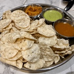 Zama Punjabi Kitchen - Mini poppadums with Chutney & Pickle