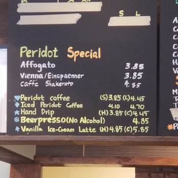 Peridot Coffee - Menu board - Coffee & Tea Near Me - Dallas, Texas Peridot Coffee - Menu board - Coffee & Tea Near Me - Dallas, Texas
