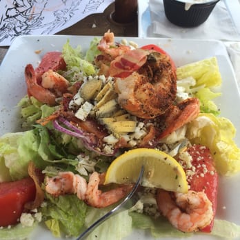 Hobo's Cafe - Cobb salad with cajun style lobster and shrimps. So good! - New American Near Me - Key Largo, Florida Hobo's Cafe - Cobb salad with cajun style lobster and shrimps. So good! - New American Near Me - Key Largo, Florida