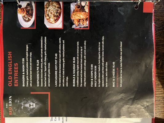 Menu photo 2 Red Lion Grog House Indianapolis, IN