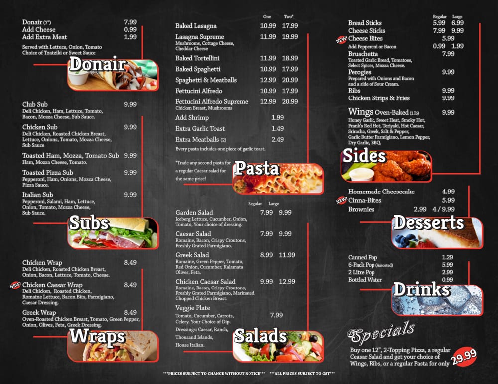 LUCCIANO’S PIZZA & PASTA Updated September 2024 4324 54 Avenue, Red