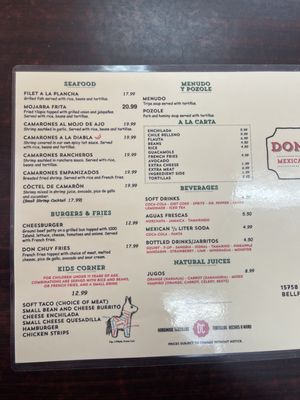 Menu photo 2 Don Chuy Mexican Restaurant Bellflower, CA Menu photo 2 Don Chuy Mexican Restaurant Bellflower, CA