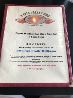 Menu photo 6 Apple Valley BBQ Mount Hood Parkdale, OR