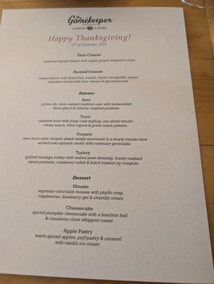 Menu photo 1 The Gamekeeper Boone, NC